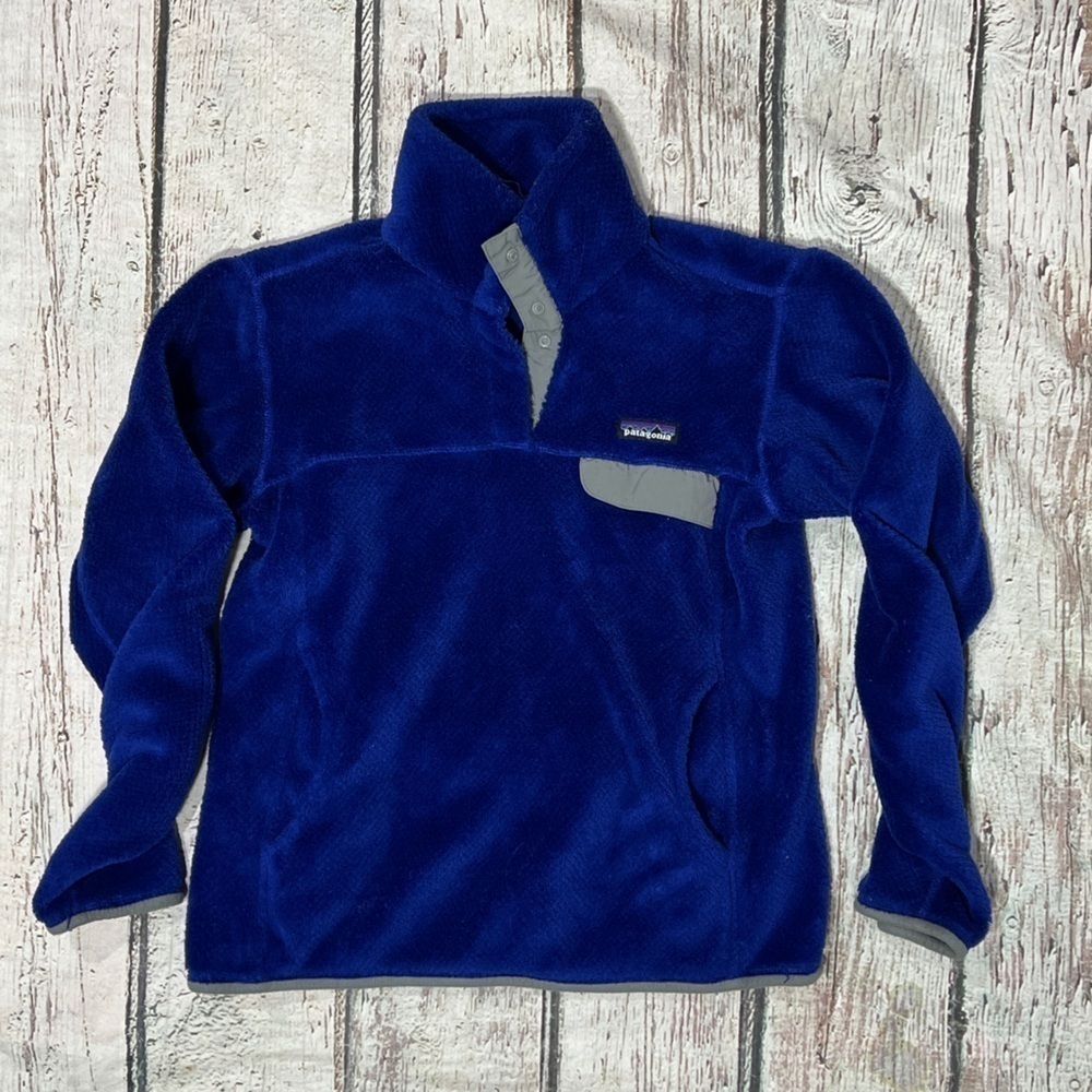 Patagonia Snap Fleece Pullover Sweater Jacket Womens Blue